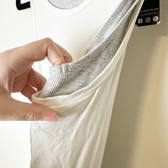 New Kindred Bravely Layered Athleisure Nursing and Maternity Tank White Grey S - Picture 4 of 7